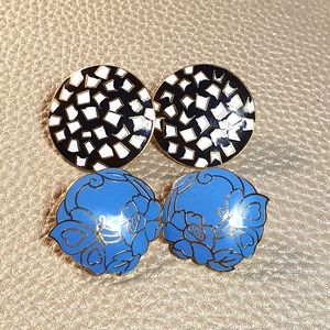 Bundle of 2 Goldtone Enamel Metal Earings